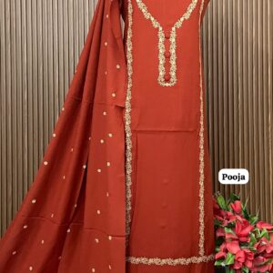 PASHMINA SUPER QUALITY DESIGNER THREAD WORK SUIT  (POOJA)