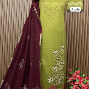 Premium MOOM LIT Weaving Pashmina Suit With Designer Stole (APPLE)