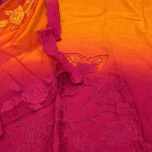 MUL CHANDERI DESIGNER APPLIQUE WORK SHIRT (OMBRE KUDRAT)