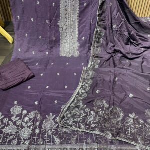 PURE MUSLEEN DESIGNER SHIRT (KESARIYA)