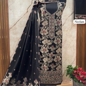 Premium  kashmiri thread Weaving Pashmina Suit With Designer Stole (NEELAM)
