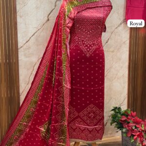 PURE GAJJI SATIN SILK DESIGNER SHIRT (ROYAL)